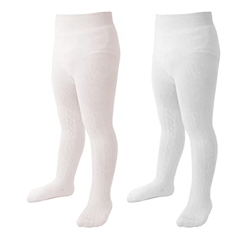 Image of Marchare Baby Girls Tights Thick Solid Cable Knit Leggings Winter Warm Stockings For Toddler Girls 1 /2 /3 /4 /5 Pack