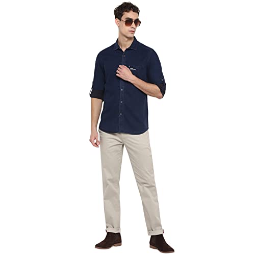 Image of Red Chief Denim Solid Fabric Full Shirt for Men