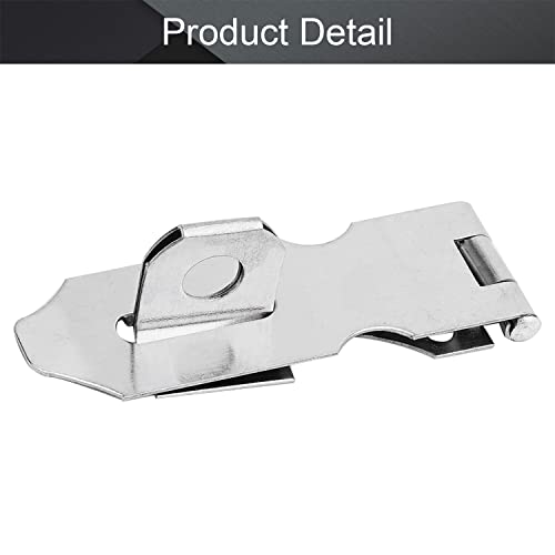 Image of MroMax Hasp Staple Padlock Latch,73.5mm Length,Stainless Steel Furniture Cupboard Door Stainless Steel Silver Tone 1Pcs