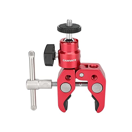 Pince à crabe avec tête sphérique 1/4"-20 CAMVATE rouge pour moniteur