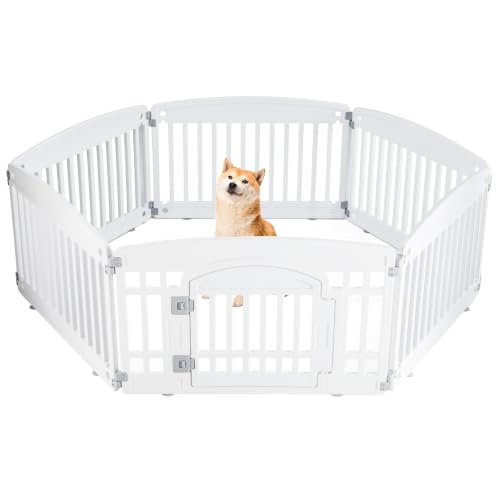 Image of Sweetcrispy Dog Playpen, Plastic Puppy Pet Fence, 24 Inch 6 Panels