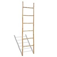 vidaXL Bamboo Towel Ladder - Versatile, Decorative and Functional Freestanding Towel Rack with 6 Rungs for Bathroom - Size: 50 x 190 cm