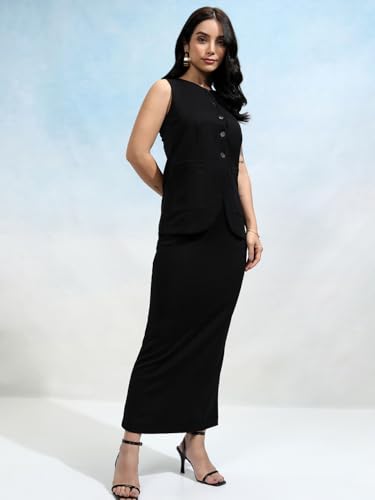 Image of Tokyo Talkies Women's Sleeveless Round Neck Solid Co-Ords| Co-Ords| Women Co-Ords| Stylish Co-Ords | Party Co-Ords