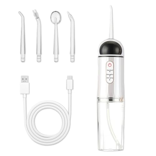 Irrigador bucal inalámbrico, limpiador dental eléctrico, ajuste de 3 velocidades con 4 boquillas, filtro de agua IPX7, resistente al agua, 230 ml, limpiador de dientes eléctrico de viaje para la