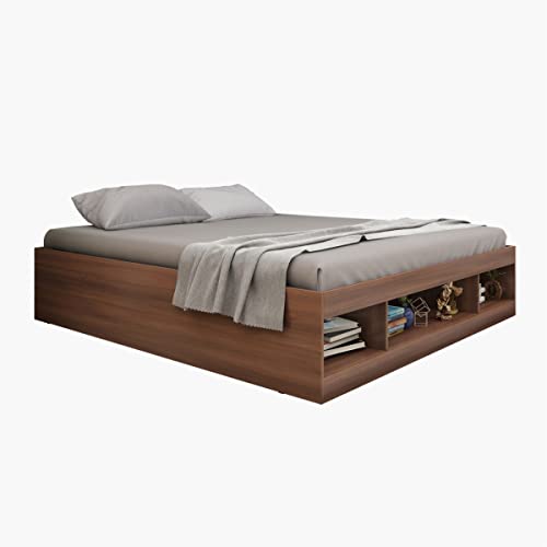 Image of Home Centre Helios Lewis Bronx Queen Bed |Engineered Wood with Box Storage Queen Bed| (Brown) |1 Year Warranty