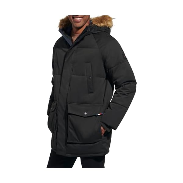 Tommy Hilfiger Mens Arctic Cloth Heavyweight Performance Parka Down Alternative Fur Lined Hood Outerwear Coat - Image 4