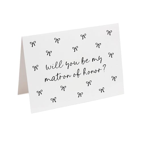 Matron of Honor proposal card. Will you be my matron of honor. Printed card for bridal party. Cute Bows. One Card. (Matron of Honor)