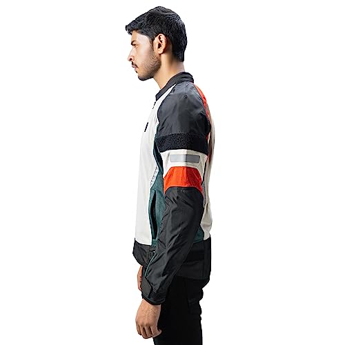 Image of Royal Enfield Mens Streetwind Riding Standard Length Jacket Eco Off-White (Xl) 44 Cm Re Ergo Pro-Tech Ce Level 2 Armour Protection At Shoulder & Elbows, Eva For Back Protection And Comfort