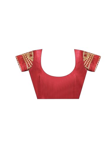 Image of Satrani Women's Georgette Bandhani Printed Embroidered gota lace Saree with Unstitched Blouse Piece