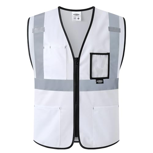 Image of JKSafety Safety Vest for men women Hi Vis Vest with Pockets and Zipper High Visibility Meet ANSI Standard（BX310