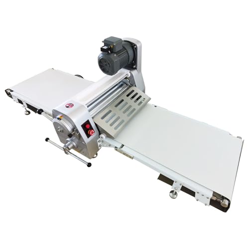 BEILOCKERY 110V Commercial Dough Sheeter Machine, Electric 500mm Reversible Roller Dough Flattening Conveyor, Desktop Pastry Machine 1-38mm Adjustable Thickness for Bakeries, Pastries