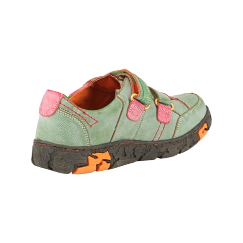 TMA EYES Women's Leather Soft Sole Non-Slip Lace-up Walking Shoes with Hook-and-Loop Fastener Design2