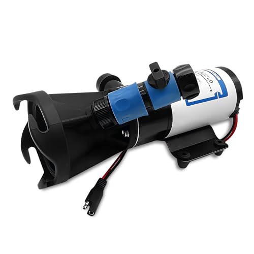 Image of 12V DC Macerator Pump - 12 GPM (45LPM), Marine Toilet Waste Electric Caravan with Garden Hose Discharge Port, Quick Release Sewage Pump with Fresh Water Rinse and Manual Crushing Function (HYMP1-4501)