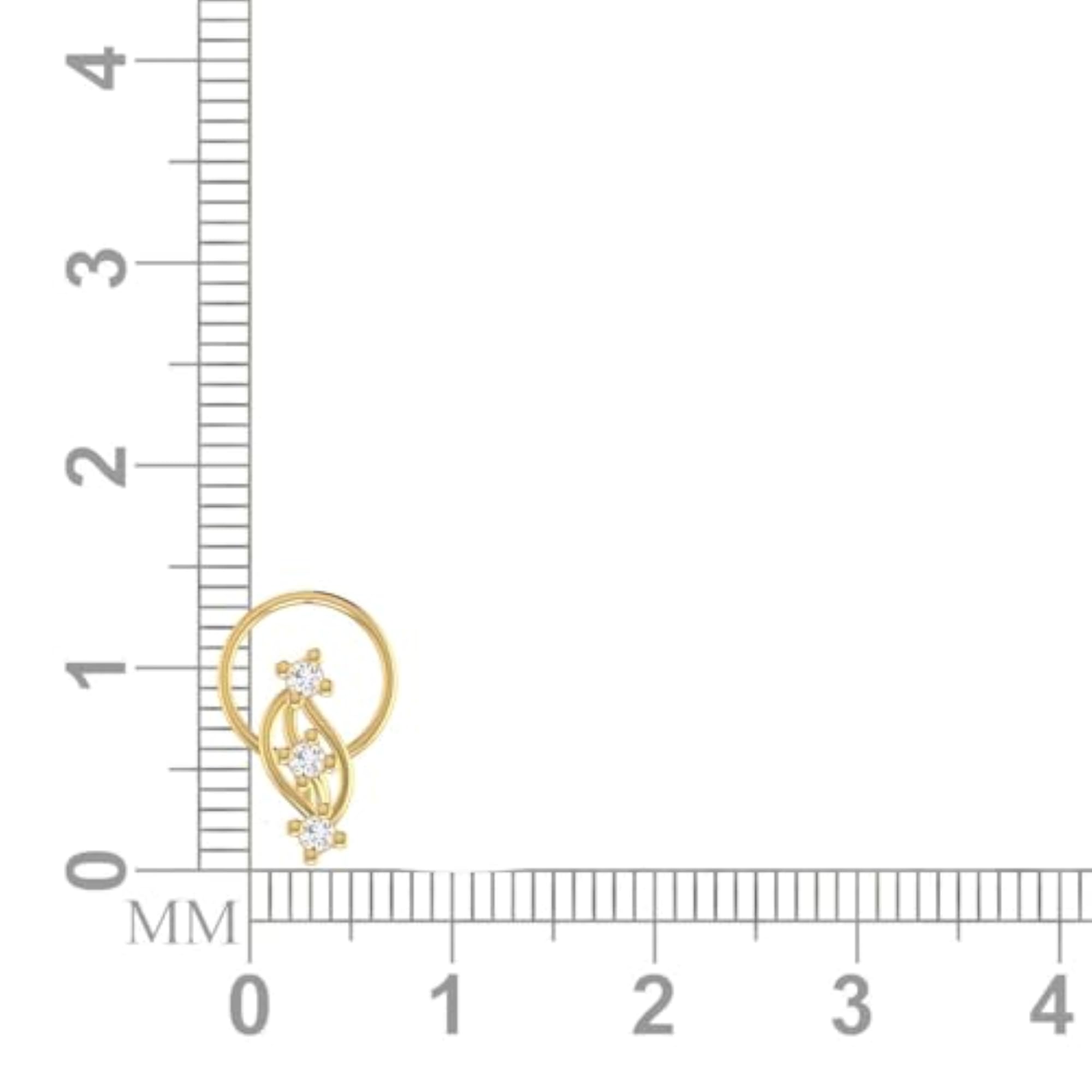 Women's 14Kt Yellow Gold Stud Nosering, Elegant Design
