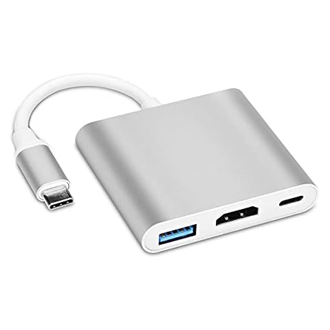 DIFCUL USB C to HDMI Adapter 4K, USB C Charging Port Converter Adapter, USB C Hub Compatible With Macbook, Samsung Galaxy S8/S9, iPad Pro 2020,Dell XPS 13/15 and More(Silver) Cover