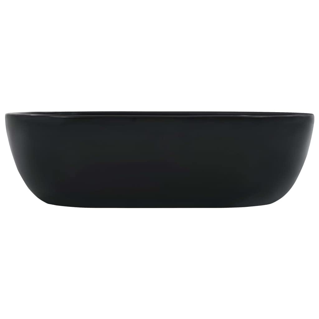 Lavabo in ceramica nera, 45,5 x 32 x 13 cm, lavabo da appoggio per bagno degli ospiti, WC, ristrutturazione, ristrutturazione, con finitura lucida e facile pulizia