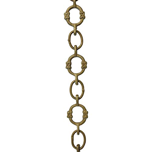 Image of RCH Hardware Decorative Antique Solid Brass Chain for Hanging, Lighting - Small Round Unwelded Links with X Design (1 Foot)