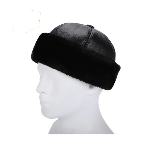 Gorros for mantener el calor con terciopelo grueso y piel auténtica para hombres y mujeres 2