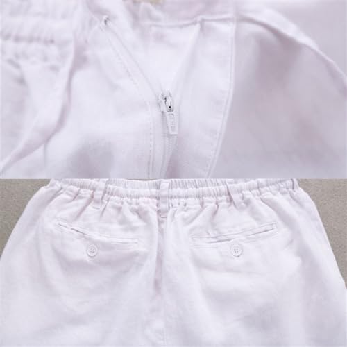 Men's Summer Linen Pants Elastic Waist Drawstring Yoga Trousers with Pockets4