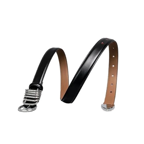 Black Leather Metal Buckle Two-layer Cowhide Belt For Women Man Personalized Belt For Jeans Casual Pants Dress2