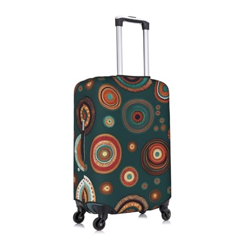 Housse valise motif cercles ethniques floraux extensible en polyester