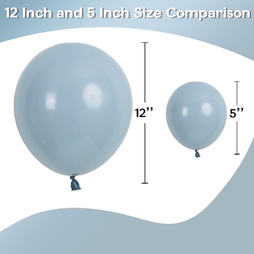 Image of Jobkoo Blue Balloons 5 Inch, 60Pcs Small Pale Muted Blue Aqua Balloon 5'' Mini Matte Dusty Retro Powder Light Blue Helium Latex Balloons for Birthday Boho Baby Shower Bachelorette Party Decorations