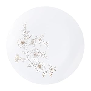 PLASTICPRO 120 Pack Elegant Disposable Plastic Plates 10 inch White Plastic Plates Gold Floral Design Durable for Parties Events