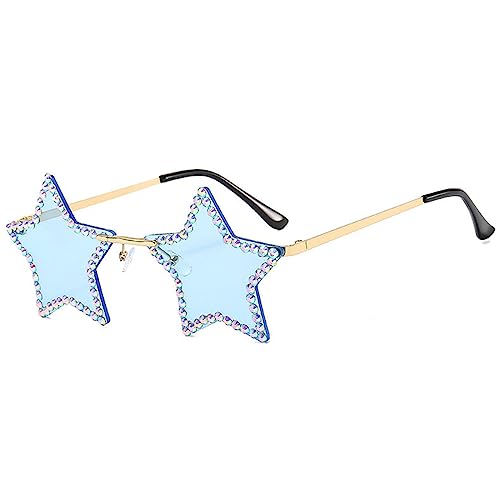 willochra Rimless Star Shape Sunglasses UV400 Protection Fashion rhinestone Sun Glasses Party Glasses for Women2
