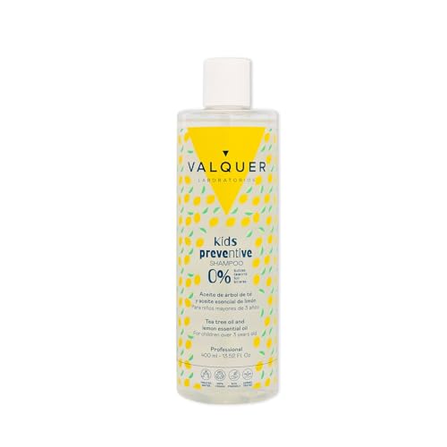 Valquer Champú Preventivo Infantil Fórmula Zero para Niños. Limpia, Purifica y Protege el Cabello. Aporta Frescura con Aceite de Árbol de Té y Limón e Ingredientes Naturales. A partir de 3 Años. 400ml