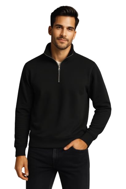 qutun Half Zipper Solid Sweatshirt for Men-picture-14