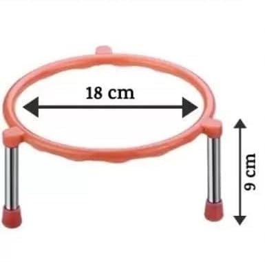 Multicolor Stainless Steel Pot Stand | Tiered Shelf Legs | Single Countertop Ring Matka Stand | Heavy Duty Water Pot Stand for Kitchen & Home - Randam Color - Image 2