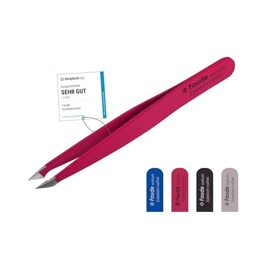 Pinzette zum Augenbrauen zupfen mit Profi Präzisionsspitze inkl. Schutzhülle in Premium Qualität für Haarentfernung - schräg 9,5cm - Edelstahl 4 Faude Kombipinzette - Spitzpinzette für Splitter, und Augenbrauenpinzette für eingewachsene und feine Härchen in Einem (fuxia)