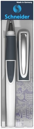 Schneider 187849 Ray Tintenroller (Nachfüllbar mit Standard Tintenpatronen, geeignet für Rechts- und Linkshänder) weiß/dunkelgrau