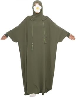 khalat Muslim Prayer Dress Abaya Solid One-Piece Hoodie Abaya Dress for Women Long Maxi Dress Islamic Dubai Jilbab