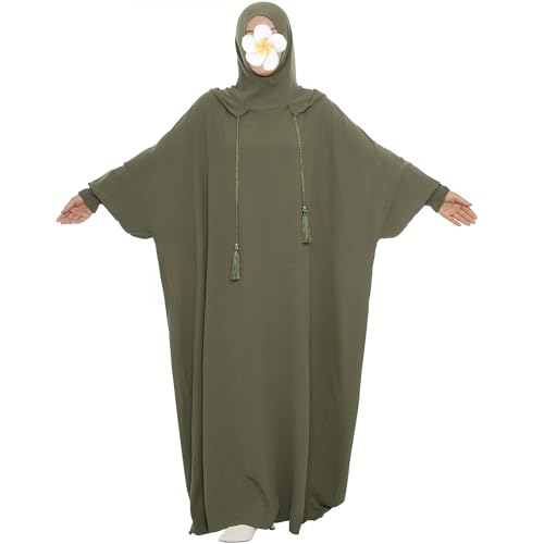 khalat Muslim Prayer Dress Abaya Solid One-Piece Hoodie Abaya Dress for Women Long Maxi Dress Islamic Dubai Jilbab