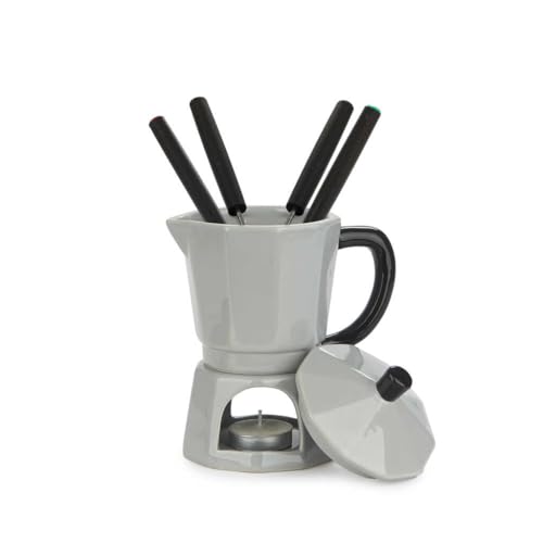 Balvi Fondue Moka Color Gris Diseño con Forma de Cafeteria Italiana Cerámica 225 ml