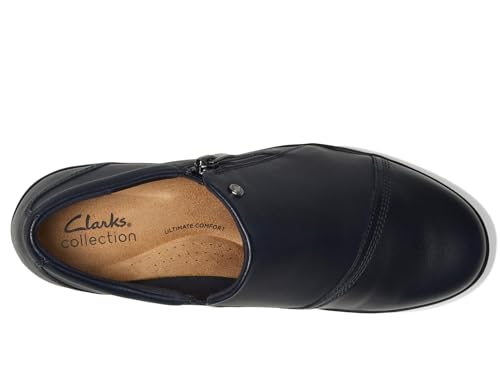 Image of Clarks Womens Suttyn Zip | Leather, Cushioning, Zipper, Casual, Zipper