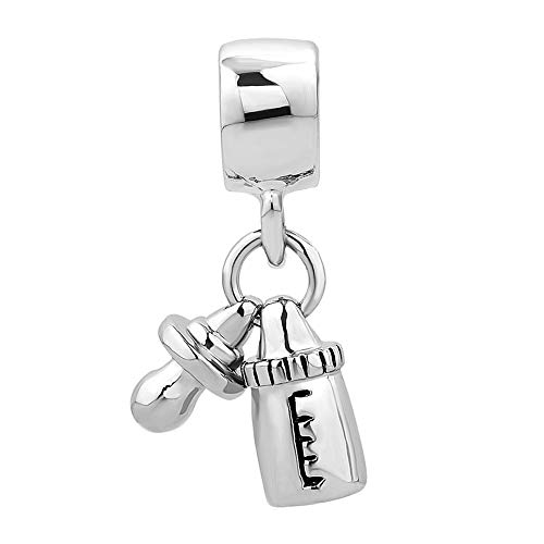 SBI Jewelry Colgante de biberón de plata para madre y nueva madre, compatible con pulseras Pandora, regalo de cumpleaños para mujer
