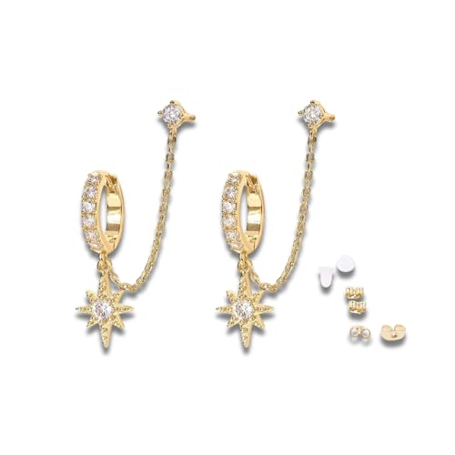 Gold Chains Double Piercing Earrings, 2 Pcs Earrings, Teen Dangle Earrings Tassel Drop Earrings