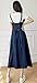 CHARTOU Women's Elegant Straps Back Smocked A-Line Long Skirt Denim Overall Pinafore Dress (Large, Blue)