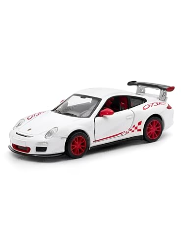 Image of 1:36 Porschee GT3 RS 2010 Alloy Sports Car Model - Diecast Metal Pull Back Toy with Openable Doors, Inertia Action, Collectible Car for Kids & Adults-White