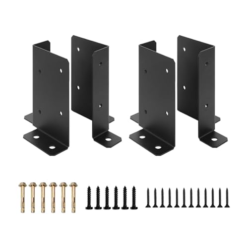 Qianly 4Pcs Adjustable Post Anchor Brackets Accessories Heavy Duty Support Bases for Fencing Patio Covers Decking Mailbox Mount