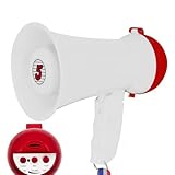 5 CORE Megaphone Bullhorn Speaker 15W Mini Battery Power Bull Horn w Siren 400 Yard Range White
