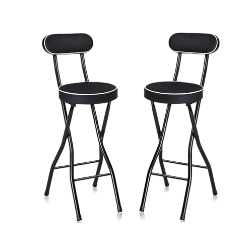 Taburete de bar plegable, silla alta acolchada con capacidad de 275 libras, taburete redondo para cocina, sala de estar, jardín, camping, pesca