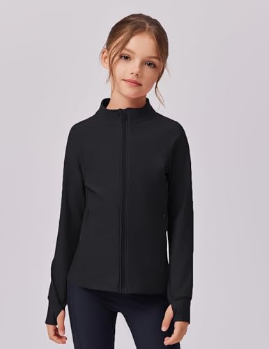 Zaclotre Girls Fleece Jacket with 4 Pockets Long Sleeve Zip Up Warm Athletic Winter Coat Kids Sweatshirt for 5-14 Y2