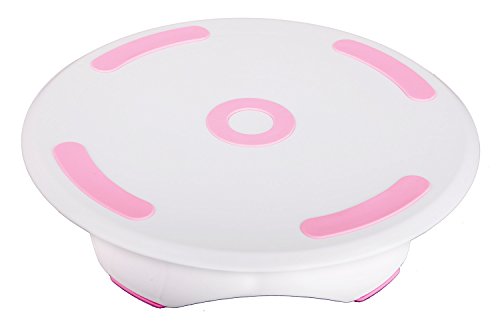 Yinat Cake Turntable Rotating Cake Stand Kit -12inch,Angled Icing Spatula-14inch,Russian Piping Tips Set-24pcs,Silicone Piping Bags-100pcs,Cake Snack Kits-1pack. Cake Edge Decorating Tool-2pcs (Pink)