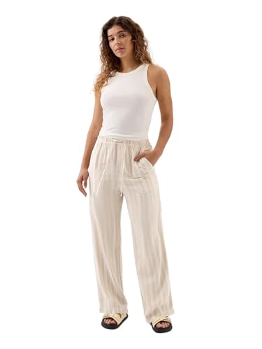 Image of Gap Womens Wide Leg Linen Pull on Pant