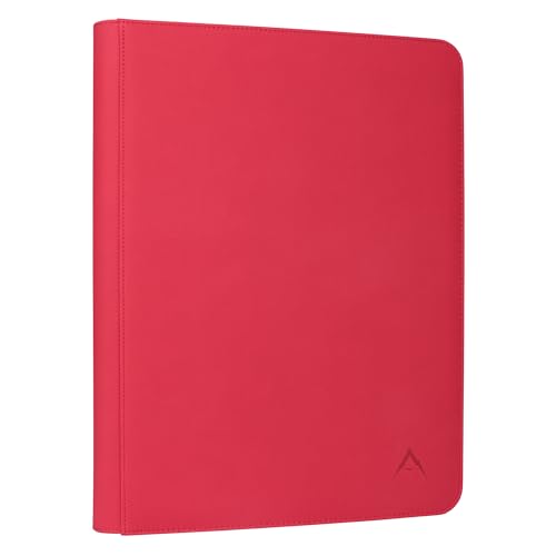 Image of 16 Pocket Card Binder, Fits 1344 Trading Cards Side Loading Ringless Card Album for TCG and Sports Cards -Red