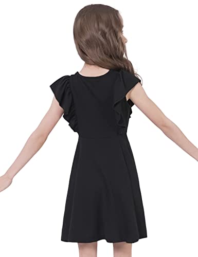QPANCY Girls Ruffle-Trim Dresses Sleeveless Summer Midi Dress for Kids 3-13 Years3