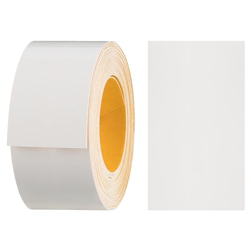 haggiy Cinta de melamina autoadhesiva para bordes de 40 mm x 5 m, sujeción segura sin planchado gracias al adhesivo acrílico, revestimiento para estanterías/paneles de madera, blanco brillante